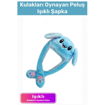 Özel Üretim Kışlık Sevimli Zarif Rahat Hareketli Kulakları Kalkan Oynayan Peluş Işıklı Şapka