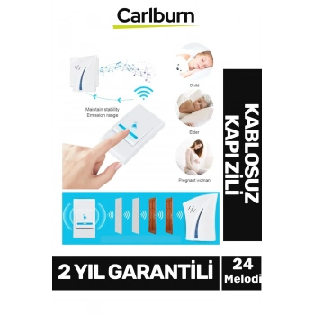 Lüks Pilli 12w Kolay Monte Edilen 100 Metre Uzaktan Kumandalı 24 Melodi Kablosuz Kapı Zili