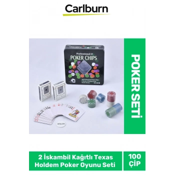 Profesyonel Blackjack 100 Poker Çipli 2 İskambil Kağıtlı Texas Holdem Casino Metal Poker Oyunu Seti