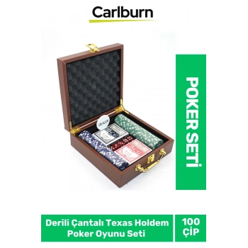 Profesyonel Blackjack Texas Holdem Casino Deri Çantalı 100 Chipli Poker Oyunu