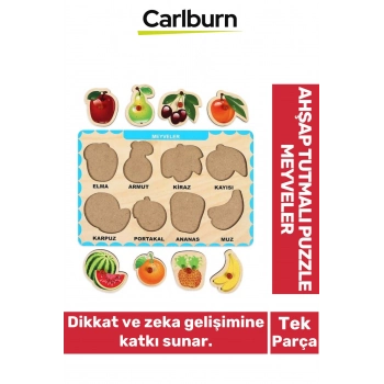 Özel Üretim Eğitici Öğretici Zeka Geliştirici Çocuk Ebeveyn Meyveler Ahşap Tutmalı Puzzle