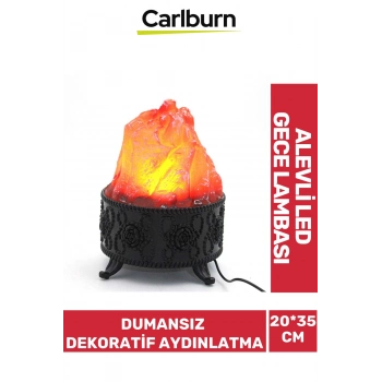 Özel Üretim Piili Piriz Fiş Takmalı 20*35cm Dumansız Dekoratif Alevli Led Lamba