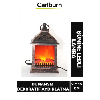 Özel Üretim Dekoratif Piili Pirize Fiş Takılabilir Dumansız Aydınlatma Şömine Ledli Lamba 27*15 Cm