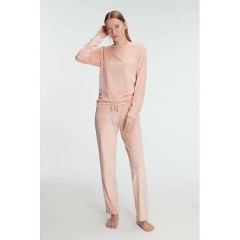 Yeni Sezon Yumuşak Doku Rahat Kesim Sıcak Tutan Esnek Uzun Kol Sweatshirt Pantolon Pijama Takımı