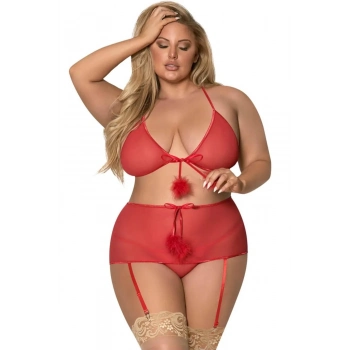 Premium Transparan İç Gösteren Erotik Seksi Şık Zarif Büyük Beden Önü Açık Zincirli Fantezi Babydoll