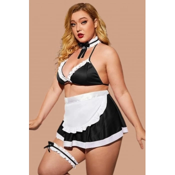 Yeni Sezon Fantezi Seksi Erotik Zarif Kadın Büyük Beden Yanları Saten Şık Fantezi Kostüm