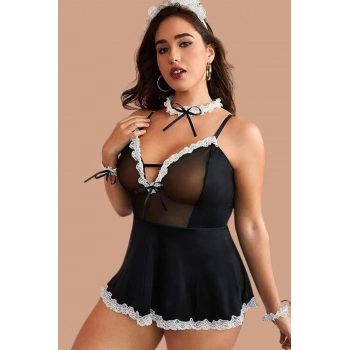 Özel Üretim Transparan İç Gösteren Fantezi Erotik Şık Kadın Hemşire Kostüm