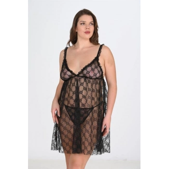 Rahat Dantel İşlemeli Fantezi Kadın Zarif Şık Büyük Beden Gecelik