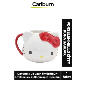 Özel Tasarım Dekoratif Şık Hediyelik Porselen Hello Kitty Kupa Bardak 9*13 Cm