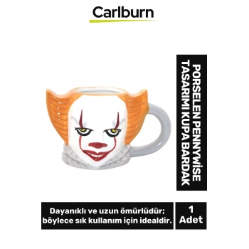 Özel Tasarım Dekoratif Şık Hediyelik Porselen Pennywise Tasarımı Kupa Bardak 11*19 Cm