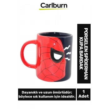 Özel Tasarım Dekoratif Şık Hediyelik Porselen Spiderman Kupa Bardak 11*13 Cm