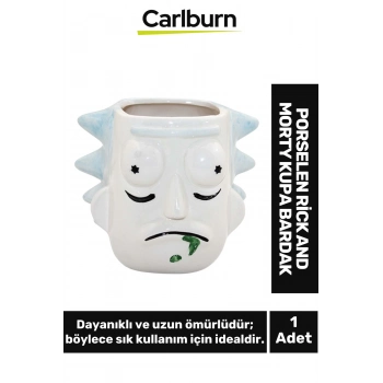 Özel Tasarım Dekoratif Şık Hediyelik Porselen Rick And Morty Kupa Bardak 10*14 Cm