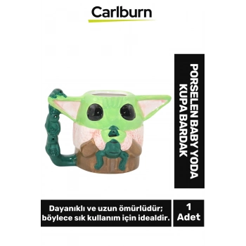 Özel Tasarım Dekoratif Şık Hediyelik Sevgili Eş Dost Arkadaş Porselen Baby Yoda Kupa Bardak
