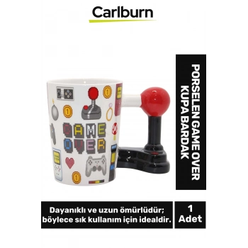 Özel Tasarım Dekoratif Şık Hediyelik Sevgili Arkadaş Porselen Game Over Kupa Bardak 11*14 Cm