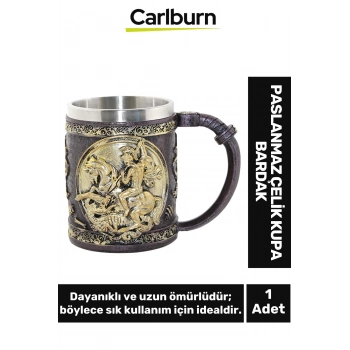 Özel Tasarım Dekoratif Şık Hediyelik Sevgili Arkadaş Paslanmaz Çelik Kupa Bardak 11*14 Cm