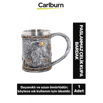 Özel Tasarım Dekoratif Şık Hediyelik Sevgili Arkadaş Paslanmaz Çelik Kupa Bardak 12*15 Cm