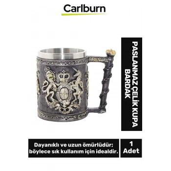 Özel Tasarım Dekoratif Şık Hediyelik Sevgili Arkadaş Paslanmaz Çelik Kupa Bardak 12*14 Cm