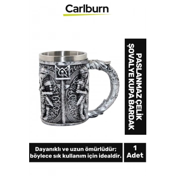 Özel Tasarım Dekoratif Şık Hediyelik Sevgili Arkadaş Paslanmaz Çelik Şovalye Kupa Bardak 13*15 Cm