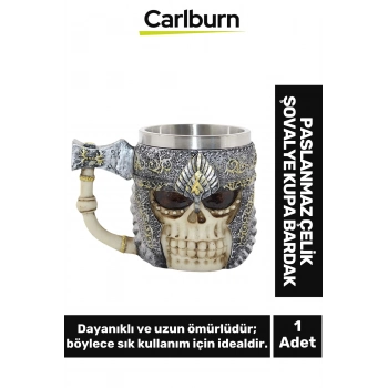 Özel Tasarım Dekoratif Şık Hediyelik Sevgili Arkadaş Paslanmaz Çelik Şovalye Kupa Bardak 10*14 Cm