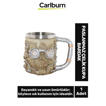 Özel Tasarım Dekoratif Şık Hediyelik Sevgili Arkadaş Paslanmaz Çelik Kupa Bardak 11*14 Cm