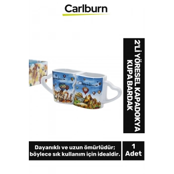 Özel Tasarım Dekoratif Şık Hediyelik Sevgili Arkadaş 2Li Yöresel Kapadokya Kupa Bardak 6,5*10 Cm