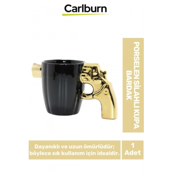 Özel Tasarım Dekoratif Şık Hediyelik Sevgili Arkadaş Porselen Silahlı Kupa Bardak 10*17 Cm