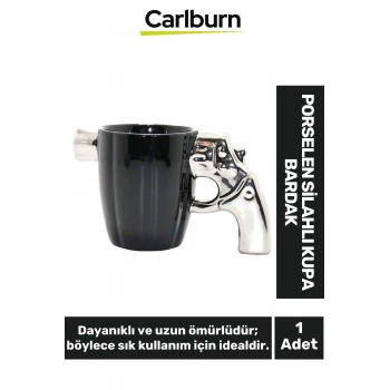 Özel Tasarım Dekoratif Şık Hediyelik Sevgili Arkadaş Porselen Silahlı Kupa Bardak 10*17 Cm