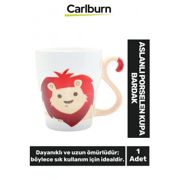 Özel Tasarım Dekoratif Şık Hediyelik Sevgili Arkadaş Aslanlı Porselen Kupa Bardak 10*11 Cm