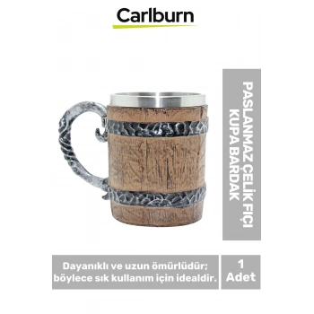 Özel Tasarım Dekoratif Şık Hediyelik Sevgili Arkadaş Paslanmaz Çelik Fıçı Kupa Bardak 11*15 Cm