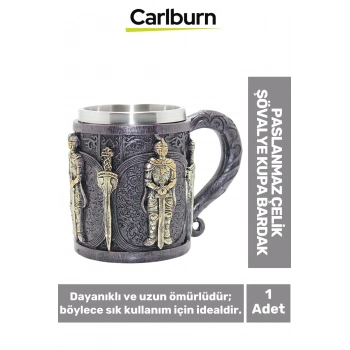 Özel Tasarım Dekoratif Hediyelik Sevgili Arkadaş Paslanmaz Çelik Şövalye Kupa Bardak 12*16 Cm