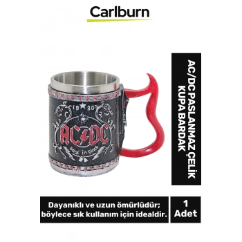 Özel Tasarım Dekoratif Şık Hediye Sevgili Arkadaş AC/DC Paslanmaz Çelik Kupa Bardak 12*15 cm