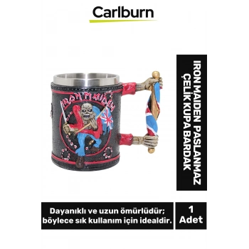 Özel Tasarım Dekoratif Şık Hediye Sevgili Arkadaş Iron Maiden Paslanmaz Çelik Kupa Bardak 12*15 cm