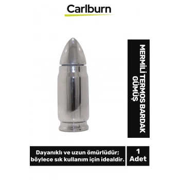 Özel Tasarım Dekoratif Şık Hediye Sevgili Arkadaş Mermili Termos Bardak Gümüş