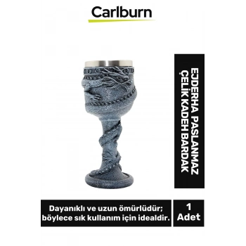 Özel Tasarım Şık Hediyelik Sevgili Arkadaş Ejderha Paslanmaz Çelik Kadeh Kupa Bardak 19*7 Cm