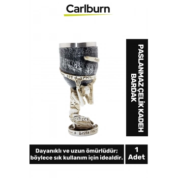 Özel Tasarım Dekoratif Şık Hediyelik Sevgili Arkadaş Paslanmaz Çelik Kadeh Bardak 18*7 Cm