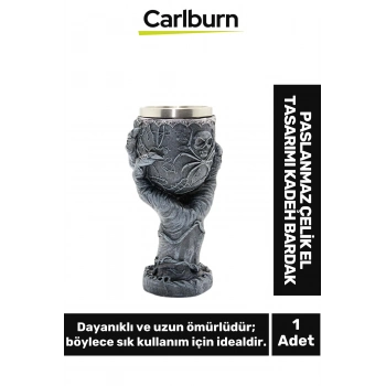 Özel Tasarım Dekoratif Şık Hediyelik Sevgili Arkadaş Paslanmaz Çelik El Kadeh Bardak 19*7 Cm