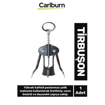 Premium Paslanmaz Çelik Kararmaz Mantar Şarap Kapak Açıcı Şişe Tirbuşon 18*7 Cm