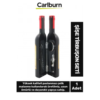 Premium Paslanmaz Çelik Kararmaz Mantar Kapak Açıcı Şişe Tirbuşon Seti 14*6 Cm