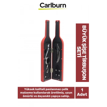 Premium Paslanmaz Çelik Kararmaz Mantar Şarap Kapak Açıcı Şişe Tirbuşon Seti 33*7 Cm