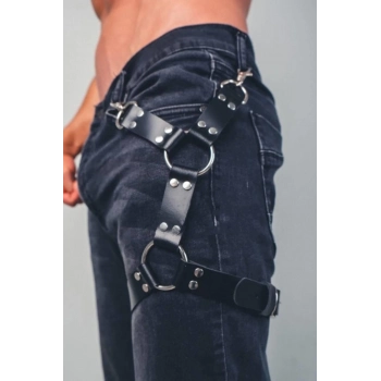 Özel Üretim Fantezi Özel Gün Gece An Erotik Seksi Şık Rahat Erkek Deri Bacak Aksesuarı