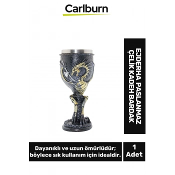 Dekoratif Şık Hediyelik Sevgili Arkadaş Ejderha Paslanmaz Çelik Kadeh Bardak 19*7 Cm