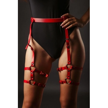 Özel Üretim Fantezi Şık Rahat Kadın Özel Gün Davet Kırmızı Deri Jartiyer Aksesuar