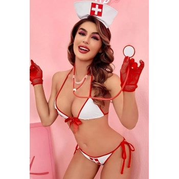 Özel Üretim Erotik Seksi Kadın Rahat Zarif Büyüleyici Hastane Taçlı Fantezi Hemşire Kostümü