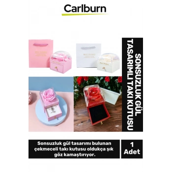 Özel Tasarım Şık Göz Kamaştırıcı Yüzük Kolye Ahşap Plastik Sonsuzluk Gül Tasarımlı Takı Kutusu