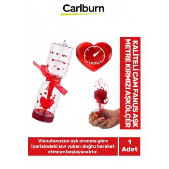 Özel Üretim Dekoratif Sevgililer Günü Gift Hediye Kaliteli Cam Fanus Aşk Metre Kırmızı Aşkölçer