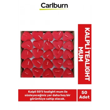 Özel Üretim Dekoratif Hediyelik Sevgili Özel Gün Süslemelerinde Kalpli 50li Tealight Mum
