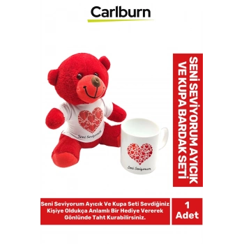Özel Tasarım Konsept Hediyelik Sevgili Eş Manita Seni Seviyorum Ayıcık ve Kupa Bardak Seti