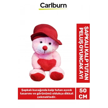 Özel Üretim Sevgiliye Özel Gün Hediye Şapkalı Kalp Tutan Peluş Oyuncak Ayı 50cm