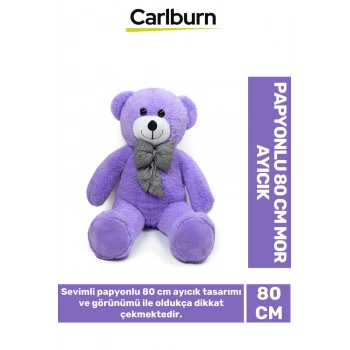 Özel Üretim Hediye Gift Eş Arkadaş Sevgiliye Özel Gün Hediye Papyonlu 80 Cm Mor Ayıcık