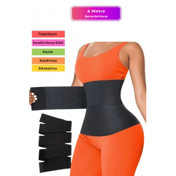Özel Üretim İnceltici Bele Dolamalı Kum Saati Görüntüsü Veren 4 Metre Sarma Bel Korsesi